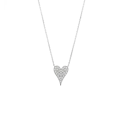 Elongated Heart Diamond Necklace 14KW