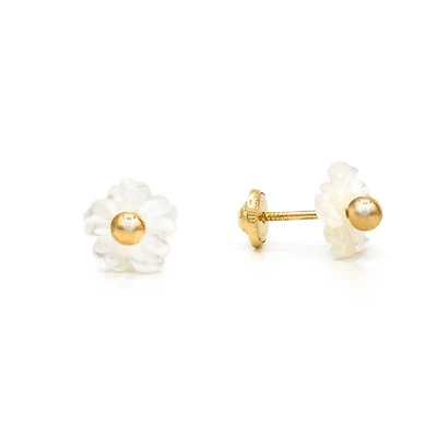 Mother Pearl Gold Bead Kids Earrings