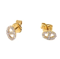 Mariner Diamond Link Stud Earrings 4.5MM