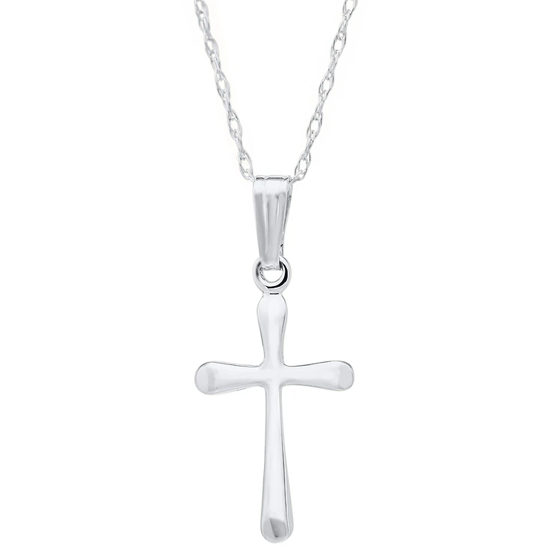 White Gold Kids 13MM Cross Necklace