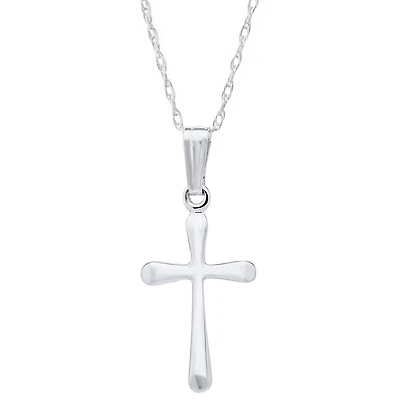 White Gold Kids 13MM Cross Necklace