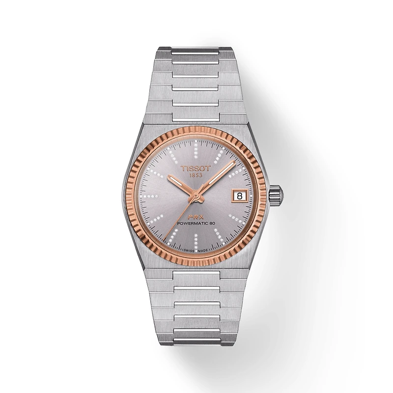 PRX Powermatic 80 35MM 18K Rose/Steel Diamonds