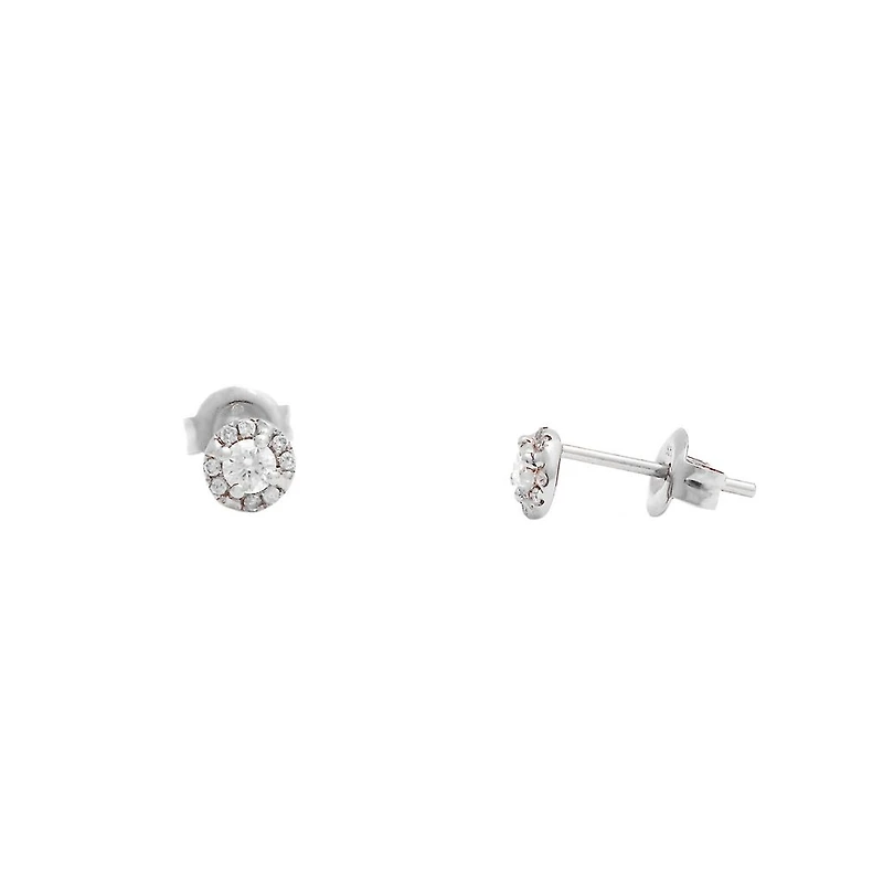 .25ct Diamond Stud Halo White Gold Earrings