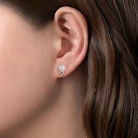 White gold Pearl Diamond Accent Earrings