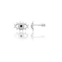 Lashes Evil Eye White Gold Earrings