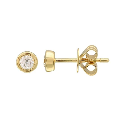 4MM Diamond Gold Stud Earrings