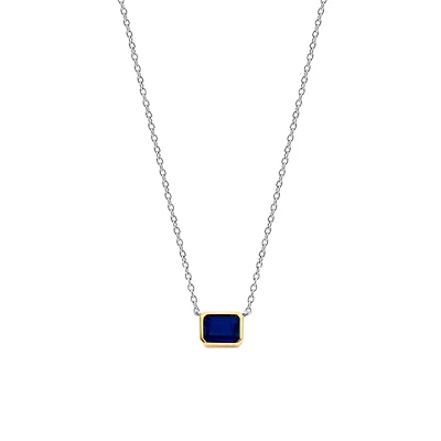 Blue Gem Sideway Necklace