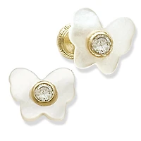 Butterflies Mother Pearl Stud Earring