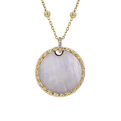 Mother Pearl Disk Twisted Edges Necklace