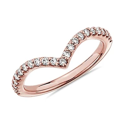 V Curve Thin .09ct Diamond Ring 14KR