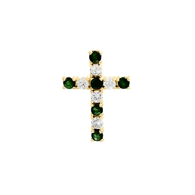 Emerald and Diamond Cross Pendant