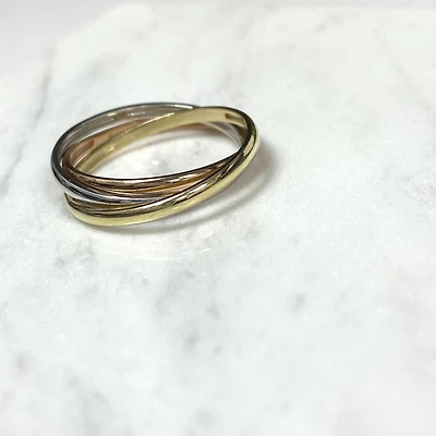 Tri-Gold Trinity Ring 14K
