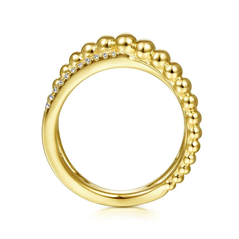 Gradient Bead Crossover Diamond Ring