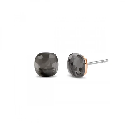 Grey and Rose Cushion Stud Earrings