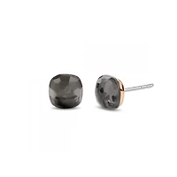 Grey and Rose Cushion Stud Earrings