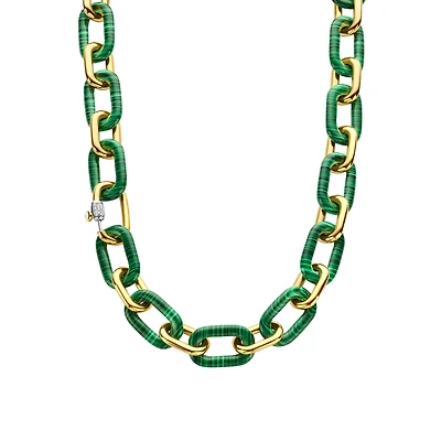 Green Malachite Golden Links Necklace