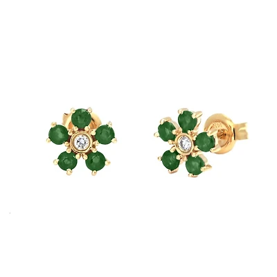 Green Emerald Flower Earrings