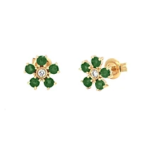Green Emerald Flower Earrings