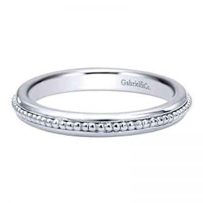 White Gold Beaded Line Ring