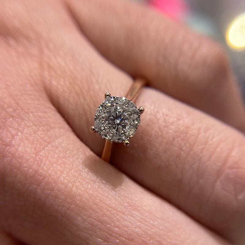 1.0ct Diamond Solitaire Illusion Rose Gold Ring