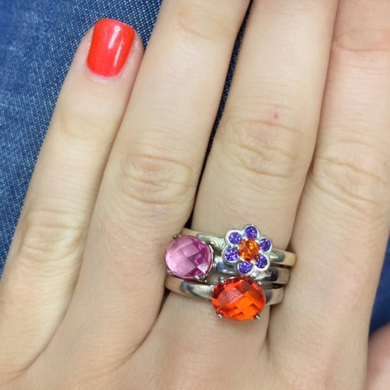 Purple Orange Flower Ring