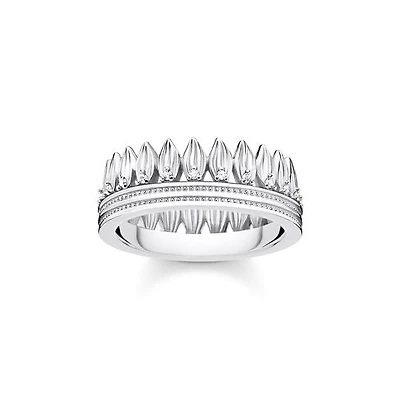Silver Leaves Crown Ring Size 7