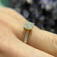 1.0ct Diamond illusion Shank Yellow Gold Ring