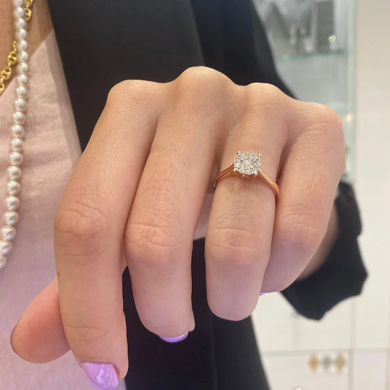 1.0ct Diamond Solitaire Illusion Rose Gold Ring