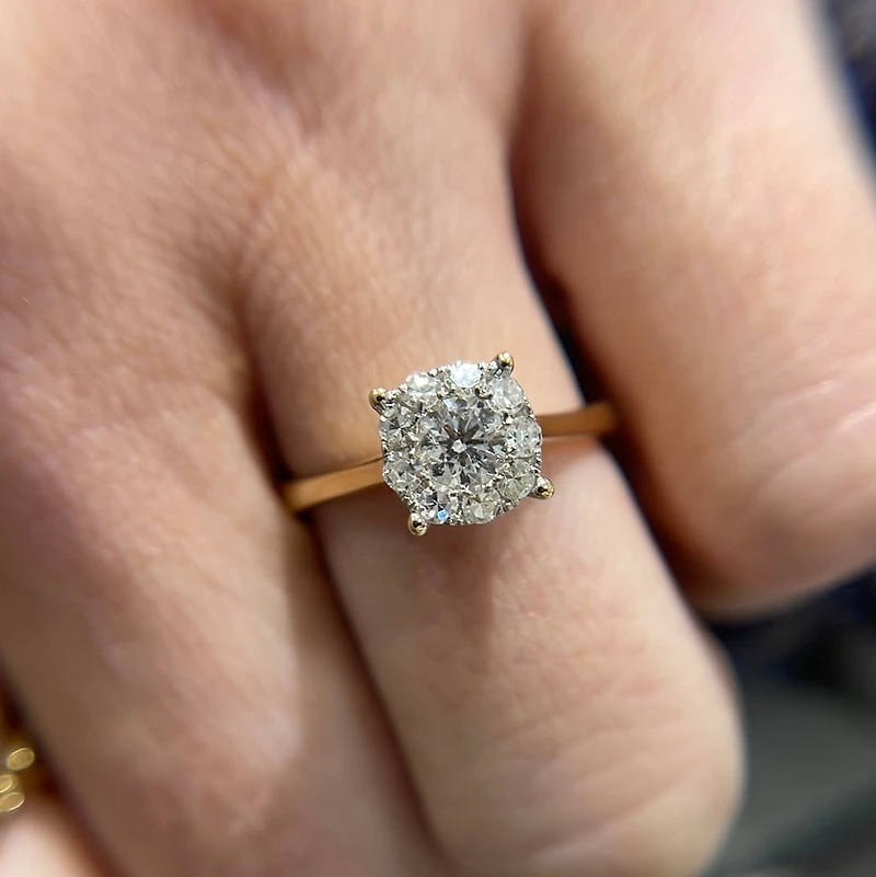 1.50ct Diamond Solitaire Illusion Yellow Gold Ring