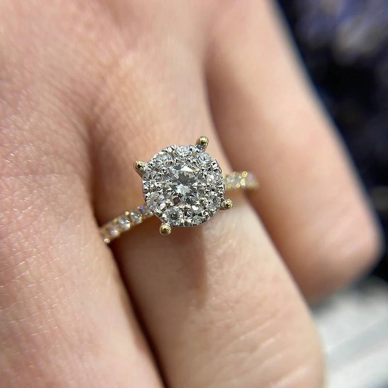 1.50ct Diamond Solitaire Illusion Shank Yellow Gold Ring