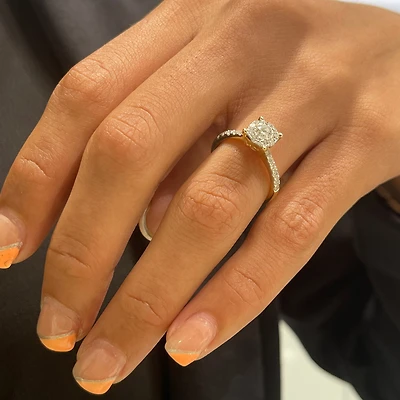 1.0ct Diamond illusion Shank Yellow Gold Ring