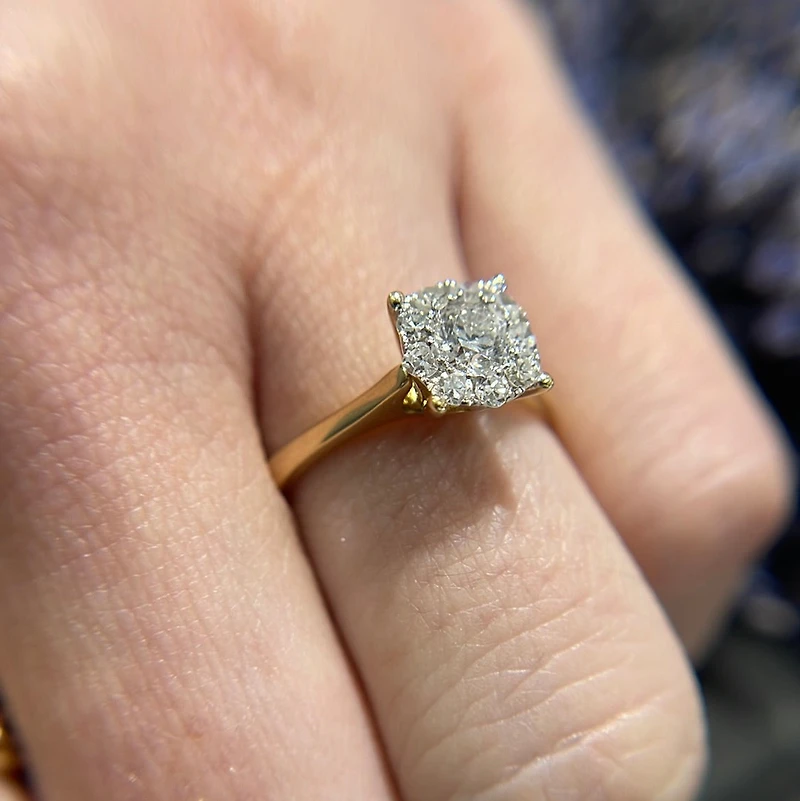 1.50ct Diamond Solitaire Illusion Yellow Gold Ring
