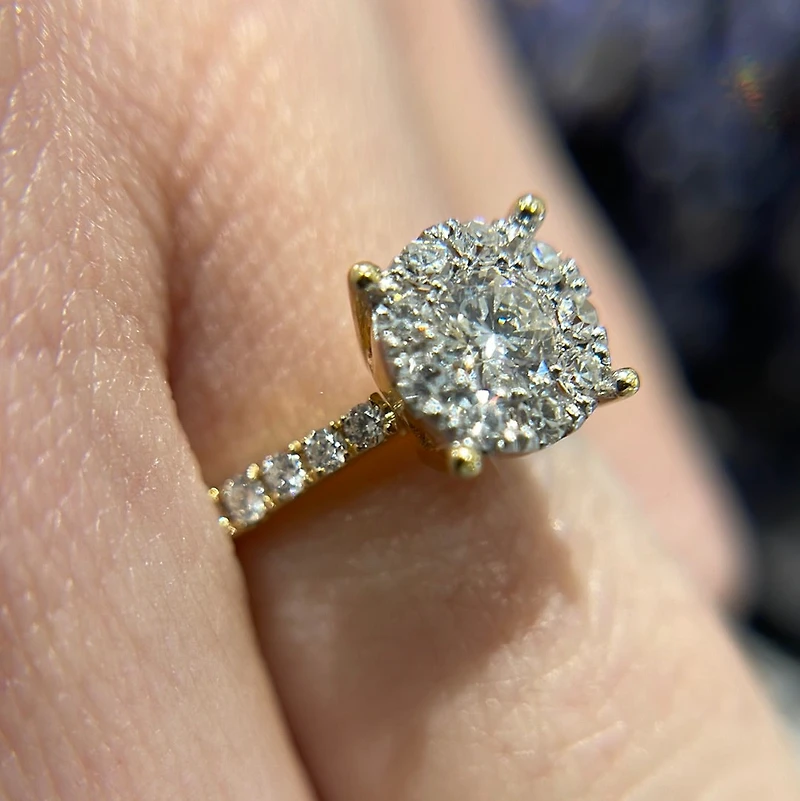 1.50ct Diamond Solitaire Illusion Shank Yellow Gold Ring