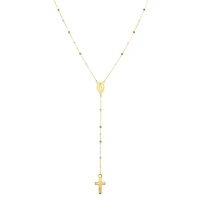 14K Tri Gold Rosary Necklace 26''