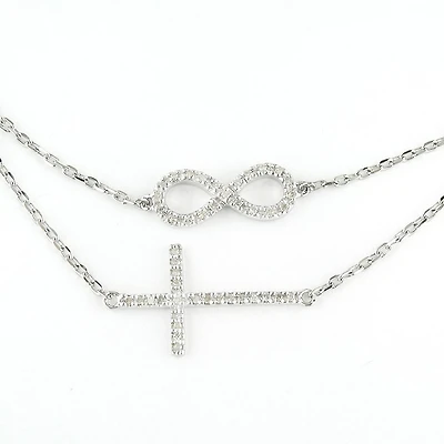 Infinity Cross Double Layer Necklace