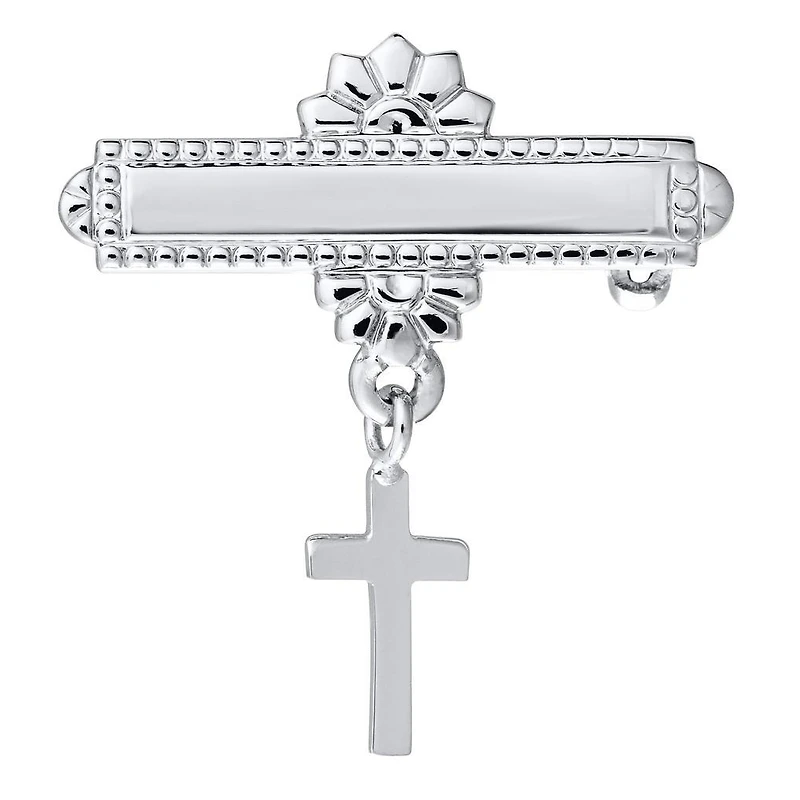 14K White Gold Baby Pin with Cross