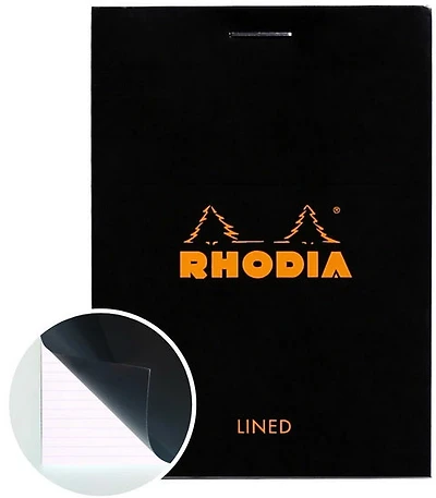 Rhodia Notepad-Lined - BLACK - 74 X 105 MILLIMETERS