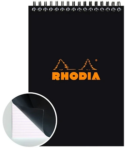 Bloc spirale Rhodia #16 ligné 14.8x21cm 80 feuilles Noir