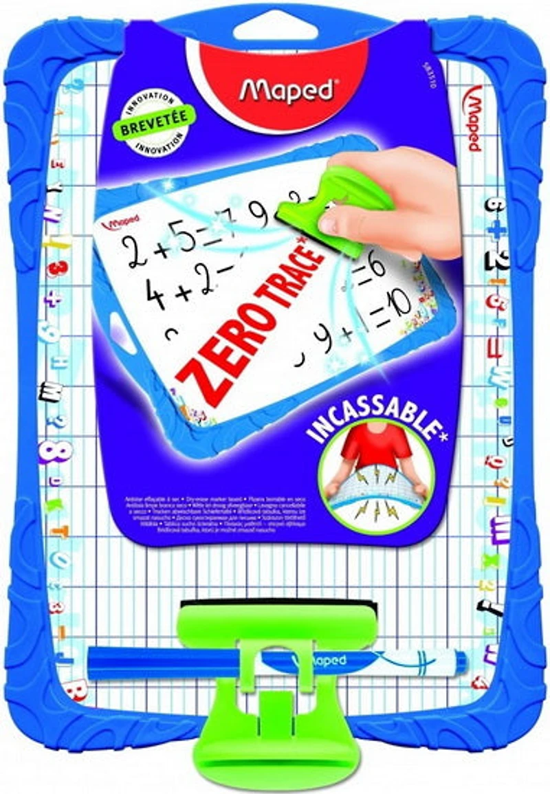 Ardoise blanche avec brosse et feutre