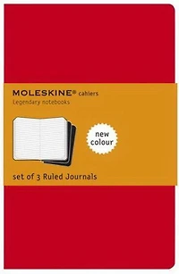 Ens. 3 Carnets carton pages lignées Poche Rouge 64p