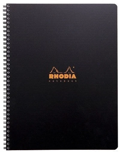 Cahier spirale Rhodia ligné 160p 22.5x29.7cm Noir