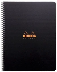 Cahier spirale Rhodia ligné 160p 22.5x29.7cm Noir