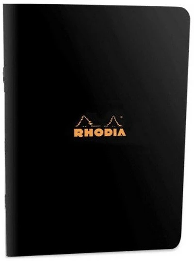 Cahier ligné piqué Rhodia Noir A4