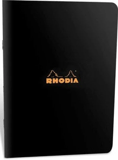 Cahier piqué Rhodia ligné 96p 14.8x21cm Noir