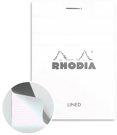 Rhodia Notepad-Lined - WHITE - 74 X 105 MILLIMETERS