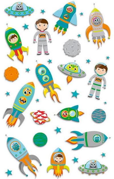 Cooky Puffy Stickers - Space Rockets