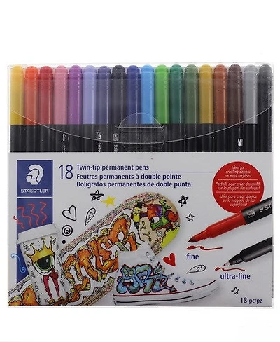 Ens. 18 marqueurs à double pointe permanents