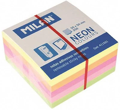 Bloc notes adhésives néon 250f. 5x5cm