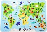 Napperon Animaux sur Carte du Monde