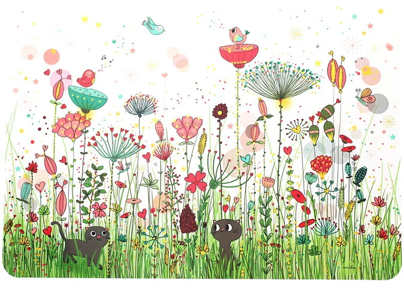 Napperon Champ de fleurs avec chats
